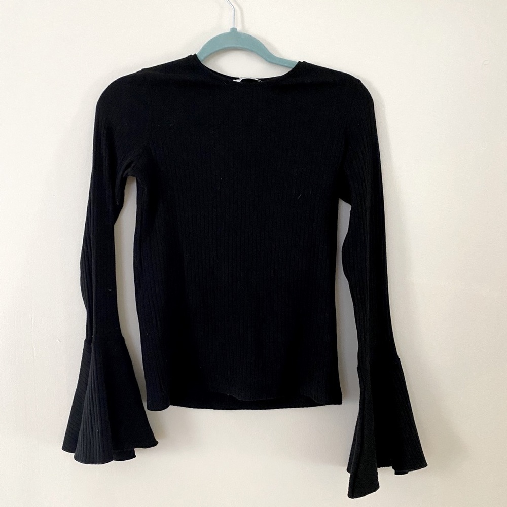 Zara black bell long sleeve top